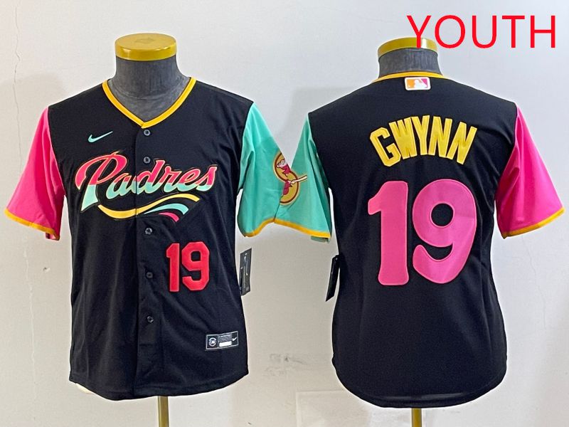 Youth San Diego Padres #19 Gwynn Black City Edition Game 2025 Nike MLB Jersey style 7